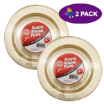 Platos Desechables Plastic Round GOLD GLITTER 7"(10 Piezas) 2X$4.50