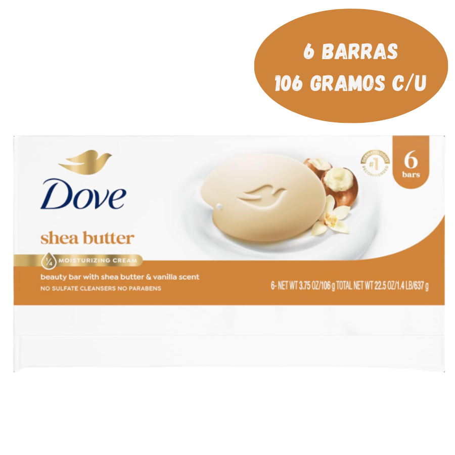 6266 Dove manteca de karité Barra ( 6 Barras -106g) $10.00 - Imagen 1
