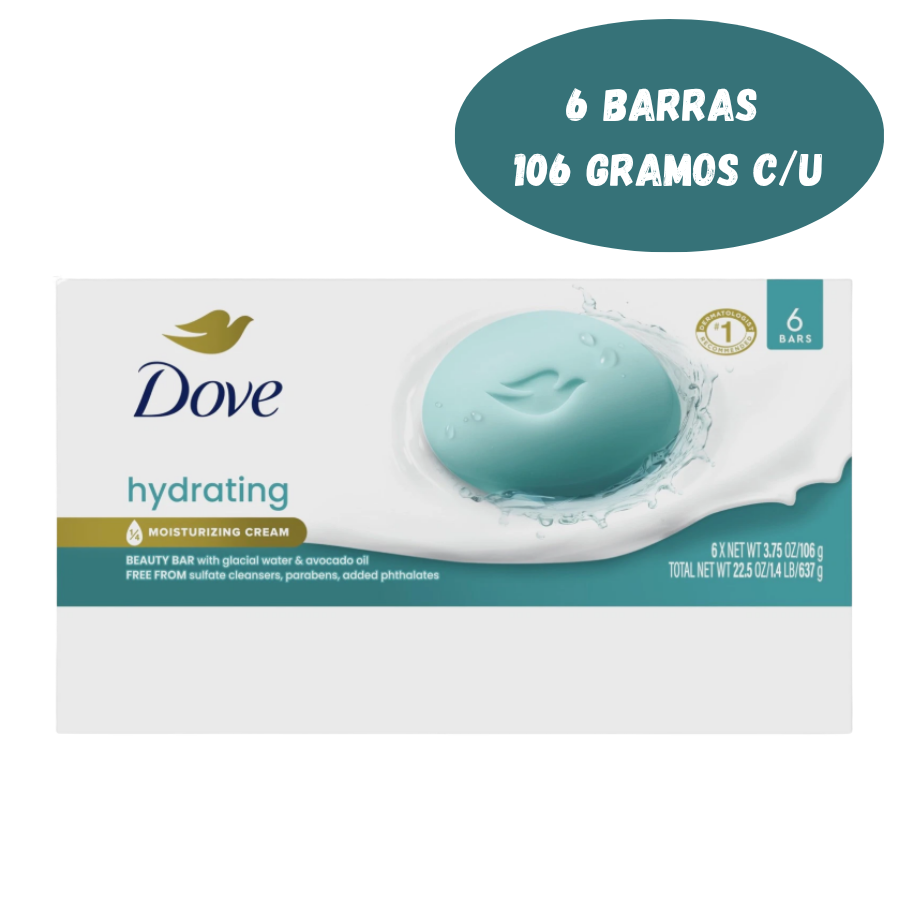 9857 Dove Hydrate agua glacial y aceite de aguacate de Barra ( 6 Barras -106g) $10.00 - Imagen 1